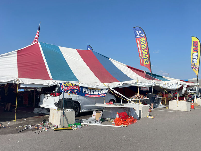UPDATED: Four adults, one child hurt when vehicle strikes fireworks tent in Twin Cities